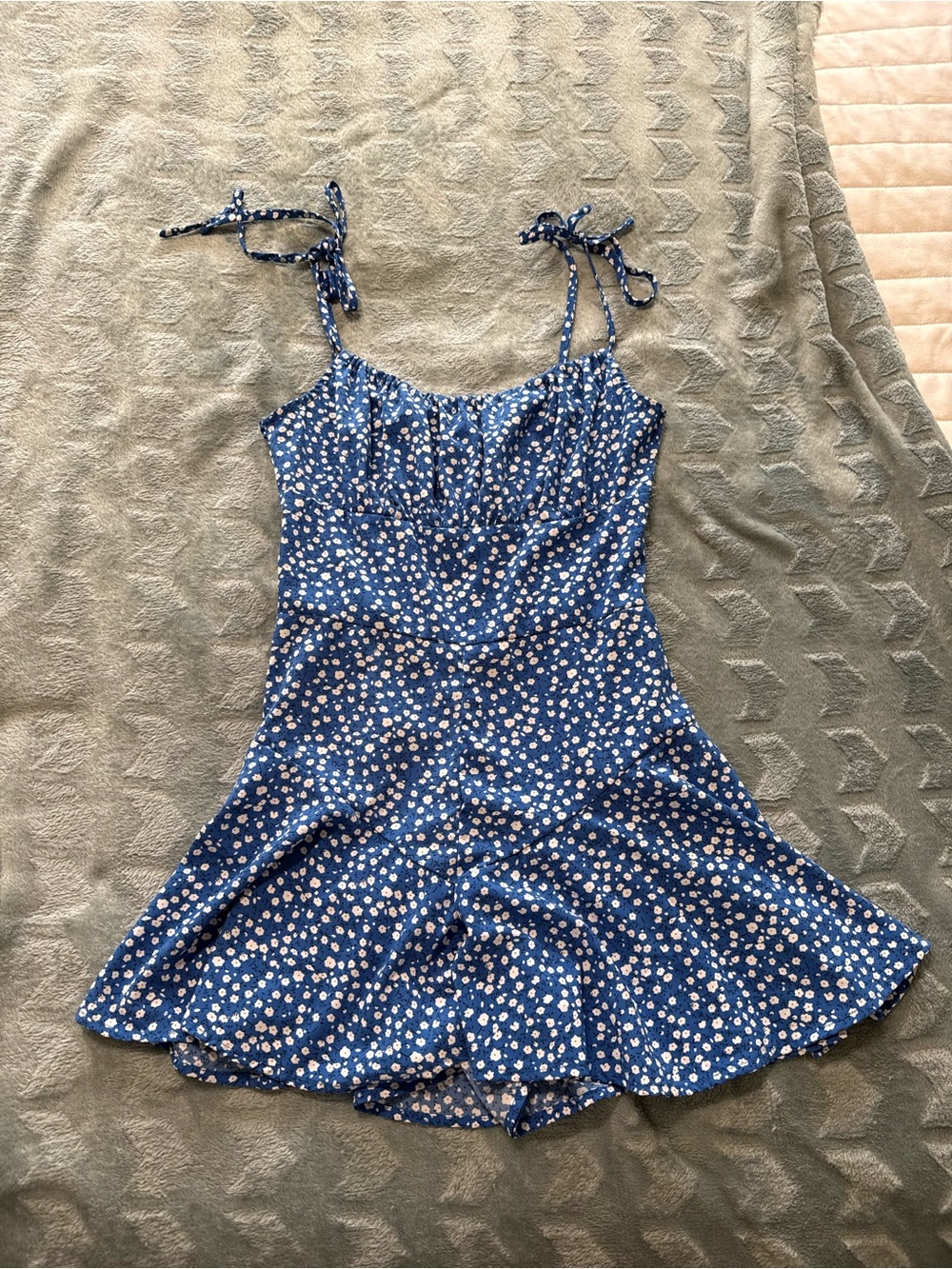 Blue Floral Tie-Strap Romper